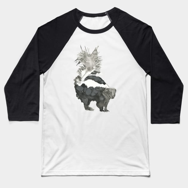 Skunk Painting Baseball T-Shirt by Bollocks